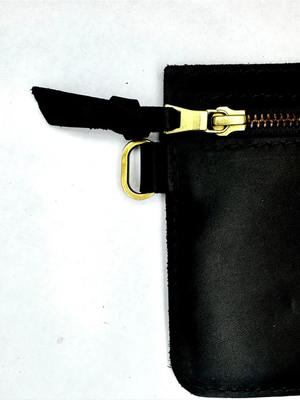 Portland Leather Goods Black Leather Zip Pouch Clutch